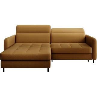 Canapé d'angle convertible - en tissu, avec rangement, moutarde, angle gauche, GOVIA