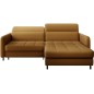 Canapé d'angle convertible en tissu, avec rangement, moutarde, angle droit, GOVIA, 3 places