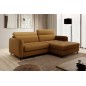 Canapé d'angle convertible en tissu, avec rangement, moutarde, angle droit, GOVIA, 3 places