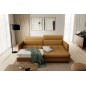 Canapé d'angle convertible en tissu, avec rangement, moutarde, angle droit, GOVIA, 3 places
