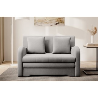 Joli canapé convertible avec rangement en velours gris, ARIEL, 2 places