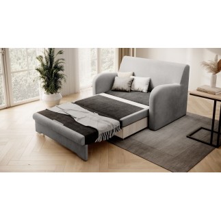 Joli canapé convertible avec rangement en velours gris, ARIEL