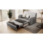 Joli canapé convertible avec rangement en velours gris, ARIEL, 2 places