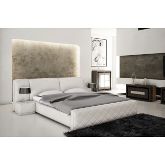 Lit en cuir italien de luxe ELEGANCE, blanc