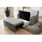 Joli canapé convertible avec rangement en velours gris, ARIEL, 2 places
