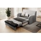 Joli canapé convertible avec rangement en velours gris clair / gris foncé, ARIEL, 2 places