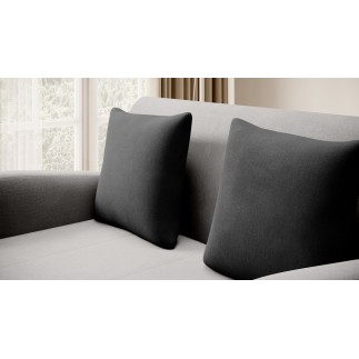 Joli canapé convertible avec rangement en velours gris clair / gris foncé, ARIEL