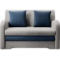 Joli canapé convertible avec rangement en velours gris et bleu, ARIEL, 2 places