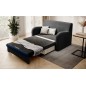Joli canapé convertible avec rangement en velours gris antracite et bleu, ARIEL, Gris anthracite / Bleu, 2 places