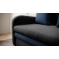 Joli canapé convertible avec rangement en velours gris antracite et bleu, ARIEL, Gris anthracite / Bleu, 2 places