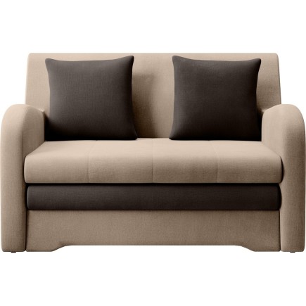 Joli canapé convertible avec rangement en velours beige et chocolat, ARIEL
