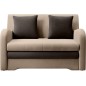 Joli canapé convertible avec rangement en velours beige et chocolat, ARIEL, 2 places