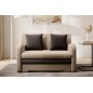 Joli canapé convertible avec rangement en velours beige et chocolat, ARIEL, 2 places