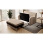 Joli canapé convertible avec rangement en velours beige et chocolat, ARIEL, 2 places