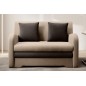 Joli canapé convertible avec rangement en velours beige et chocolat, ARIEL, 2 places