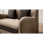 Joli canapé convertible avec rangement en velours beige et chocolat, ARIEL, 2 places
