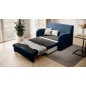 Joli canapé convertible avec rangement en velours bleu foncé, ARIEL, 2 places