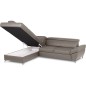 Canapé d'angle convertible en cuir italien luxe 5 places, MEMEZO, coffre, taupe, angle gauche Canapé d'angle convertible en cuir italien luxe 5 places, MEMEZO, coffre, taupe, angle gauche