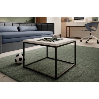 Canapé convertible en tissu avec rangement, bleu et gris, angle gauche, FULA