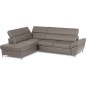 Canapé d'angle convertible en cuir italien luxe 5 places, MEMEZO, coffre, taupe, angle gauche Canapé d'angle convertible en cuir italien luxe 5 places, MEMEZO, coffre, taupe, angle gauche