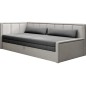 Canapé convertible - en tissu avec rangement, gris foncé et gris clair, angle gauche, FULA, 3 places