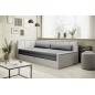 Canapé convertible - en tissu avec rangement, gris foncé et gris clair, angle gauche, FULA, 3 places