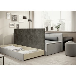 Canapé convertible - en tissu avec rangement, gris foncé et gris clair, angle gauche, FULA