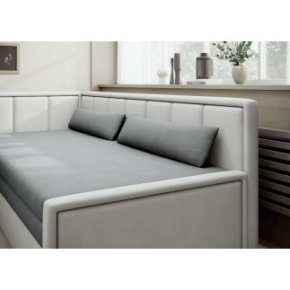 Canapé convertible - en tissu avec rangement, gris foncé et gris clair, angle gauche, FULA