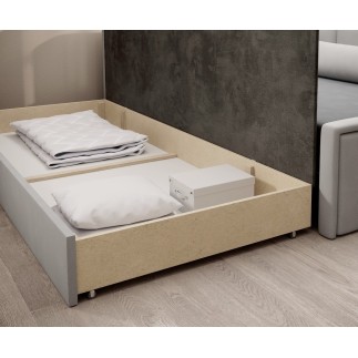 Canapé convertible - en tissu avec rangement, gris foncé et gris clair, angle gauche, FULA