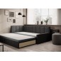 Canapé convertible en tissu avec rangement, gris et noir, angle gauche, FULA, 3 places