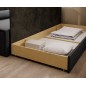 Canapé convertible en tissu avec rangement, gris et noir, angle gauche, FULA, 3 places