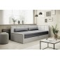 Canapé convertible en tissu avec rangement, gris foncé et gris clair, angle droit, FULA, 3 places