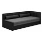 Canapé convertible en tissu avec rangement, gris et noir, angle DROIT, FULA, 3 places