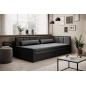 Canapé convertible en tissu avec rangement, gris et noir, angle DROIT, FULA, 3 places