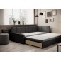 Canapé convertible en tissu avec rangement, gris et noir, angle DROIT, FULA, 3 places
