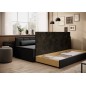 Canapé convertible en tissu avec rangement, gris et noir, angle DROIT, FULA, 3 places