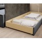 Canapé convertible en tissu avec rangement, bleu et gris, angle droit, FULA, 3 places