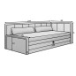Canapé convertible en tissu avec rangement, bleu et gris, angle droit, FULA, 3 places