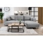 Canapé d'angle convertible en velours, avec rangement, gris, angle droit, DALLAS, 4 places