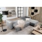 Canapé d'angle convertible en velours, avec rangement, gris, angle droit, DALLAS, 4 places