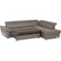 Canapé d'angle convertible en cuir italien luxe 5 places, MEMEZO, coffre, taupe, angle droit Canapé d'angle convertible en cuir italien luxe 5 places, MEMEZO, coffre, taupe, angle droit