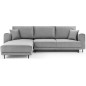 Canapé d'angle convertible - en velours, avec rangement, gris, angle gauche, DALLAS, 4 places