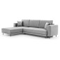 Canapé d'angle convertible - en velours, avec rangement, gris, angle gauche, DALLAS, 4 places