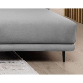 Canapé d'angle convertible - en velours, avec rangement, gris, angle gauche, DALLAS