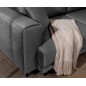 Canapé d'angle convertible en velours, avec rangement, gris foncé, angle gauche, DALLAS, 4 places