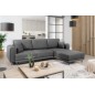 Canapé d'angle convertible en velours, avec rangement, gris foncé, angle droit, DALLAS, 4 places