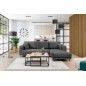 Canapé d'angle convertible en velours, avec rangement, gris foncé, angle droit, DALLAS, 4 places