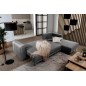 Canapé d'angle convertible en velours, avec rangement, gris foncé, angle droit, DALLAS, 4 places
