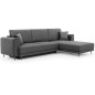 Canapé d'angle convertible en velours, avec rangement, gris foncé, angle droit, DALLAS, 4 places