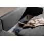 Canapé d'angle convertible en velours, avec rangement, gris foncé, angle droit, DALLAS, 4 places